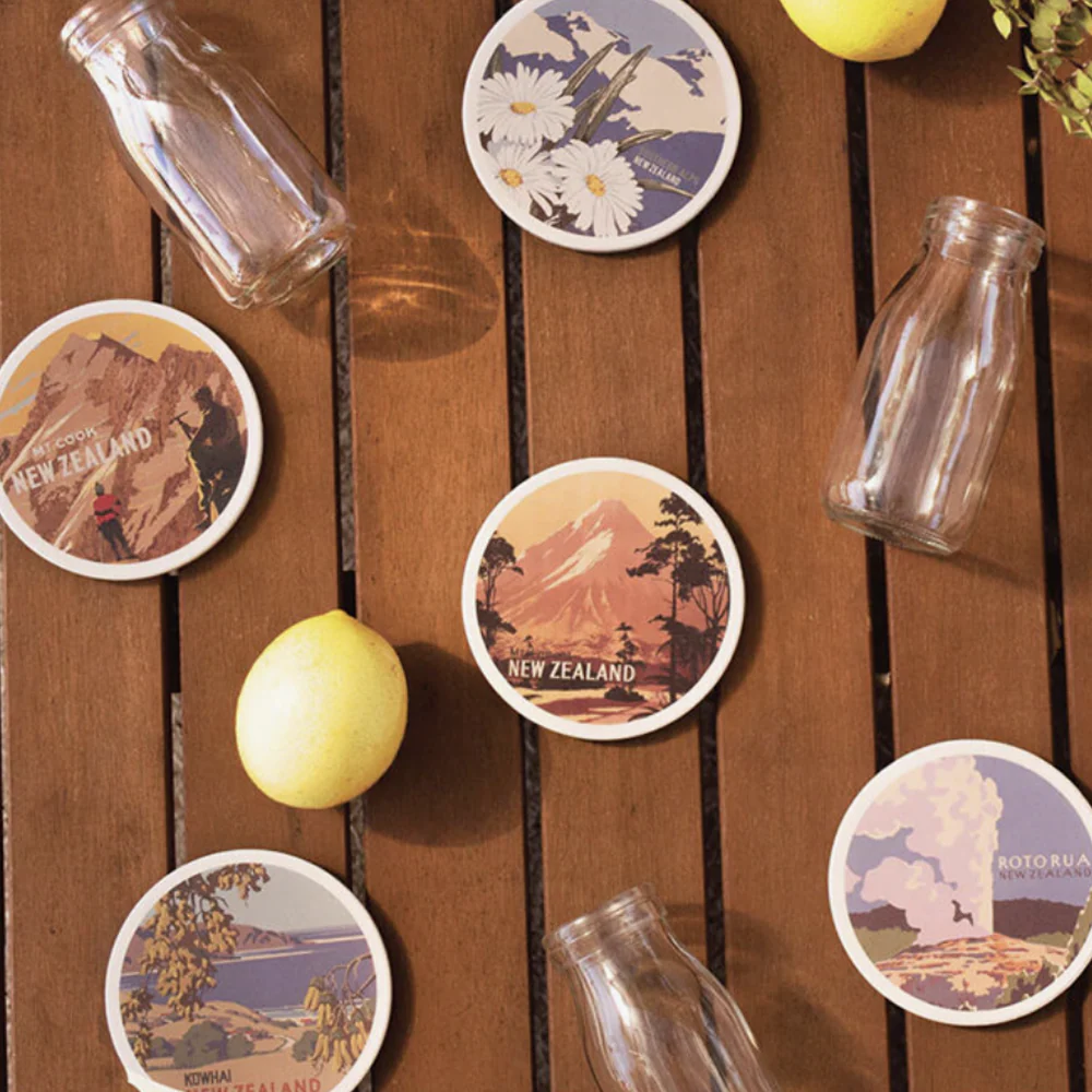 100% NZ Ceramic Coaster Aoraki Mt Cook Tourist - Image 2