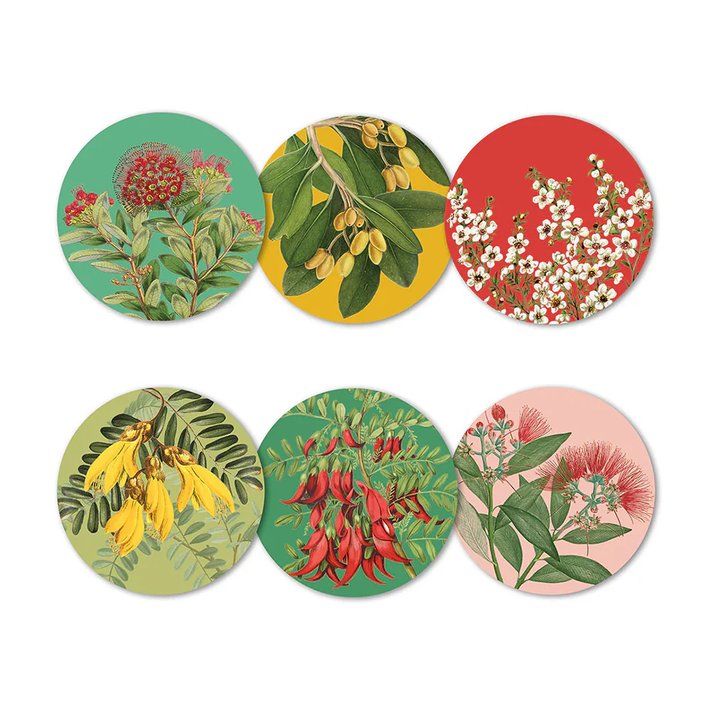 100% NZ Native Botanicals of NZ Set of 6  Coasters - Image 2
