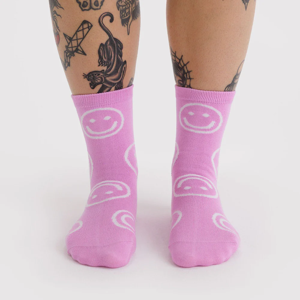Baggu Crew Socks Happy Pink - Image 2