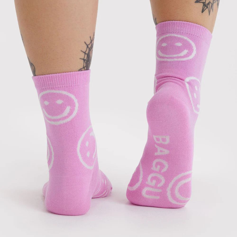 Baggu Crew Socks Happy Pink - Image 3