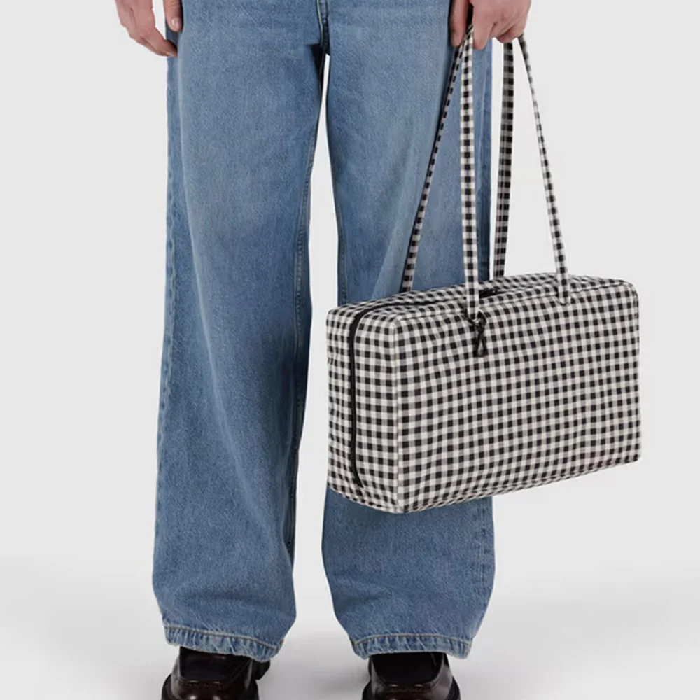 Baggu Medium Nylon Bowler Bag Gingham - Image 2