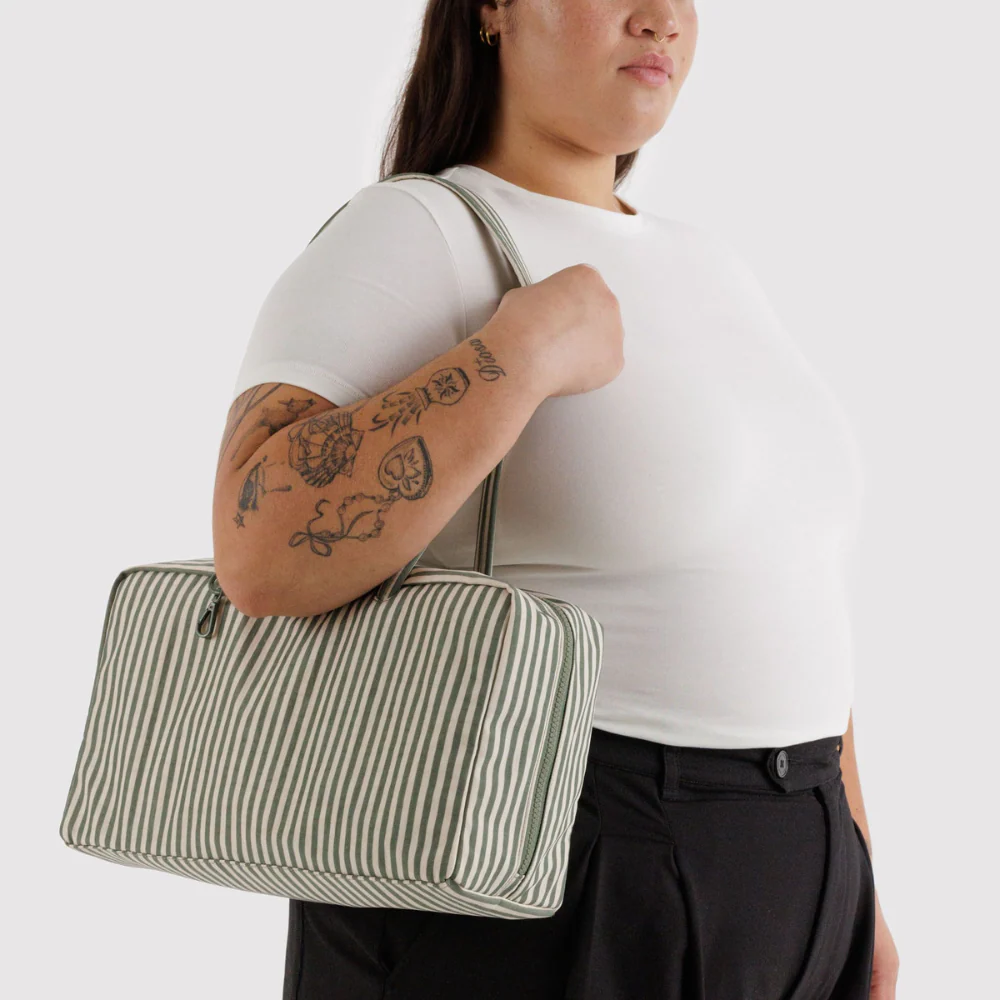 Baggu Medium Nylon Bowler Sage Stripe - Image 4