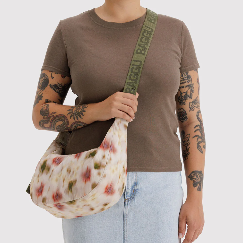 Baggu Medium Nylon Crescent Bag Abstract Floral - Image 2