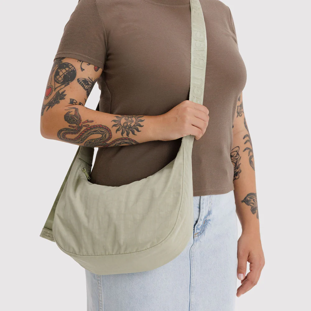 Baggu Medium Nylon Crescent Bag Celadon - Image 2