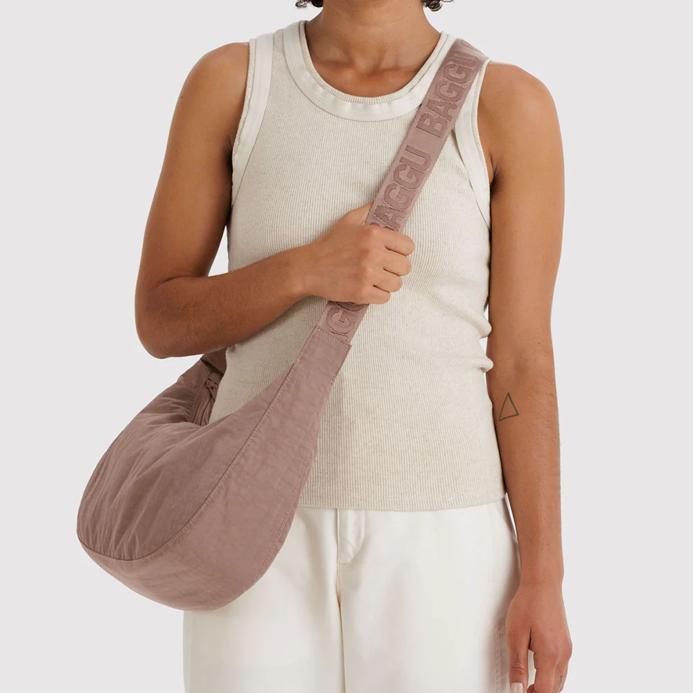 Baggu Medium Nylon Crescent Bag Toasted Almond - Image 3