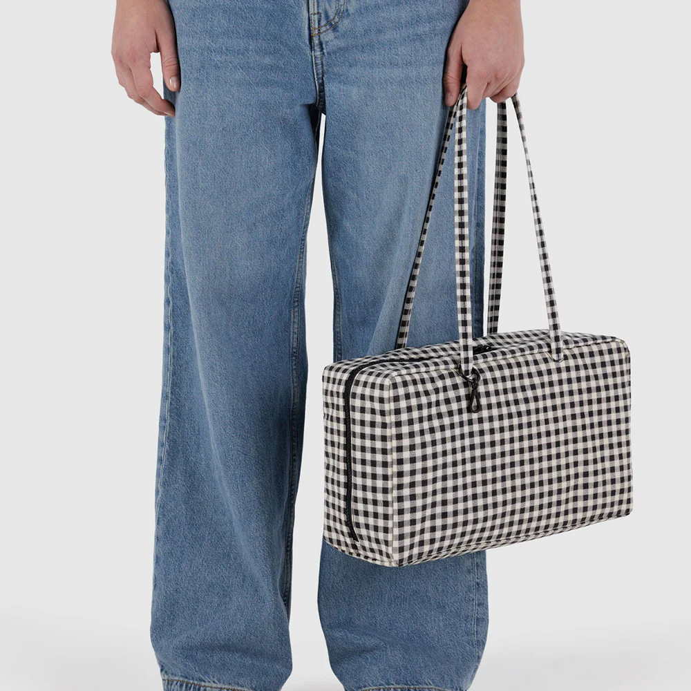Baggu Nylon Bowler Bag Black & White Gingham - Image 2