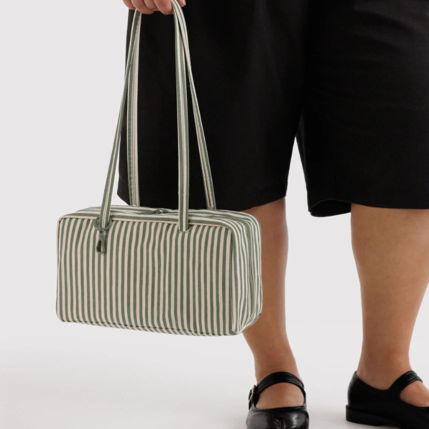 Baggu Nylon Bowler Bag Sage Stripe - Image 2