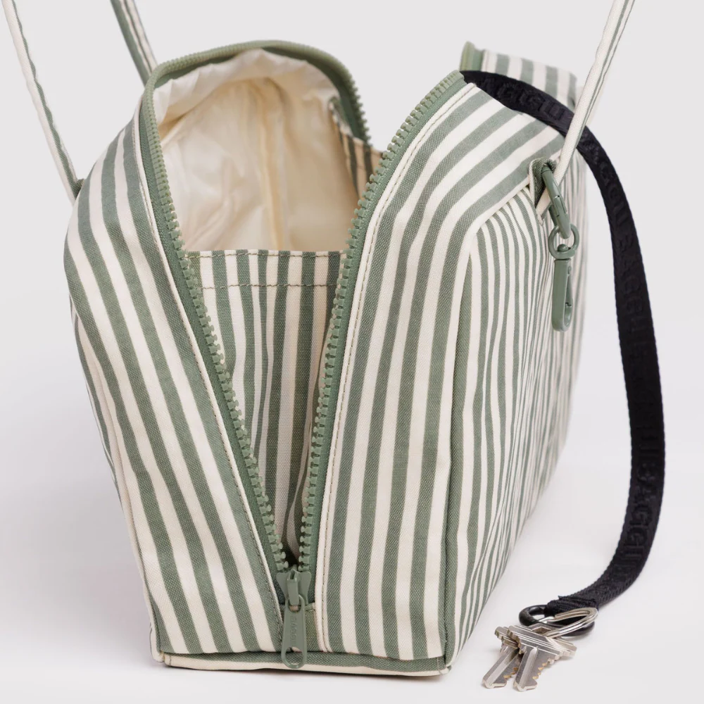 Baggu Nylon Bowler Bag Sage Stripe - Image 4