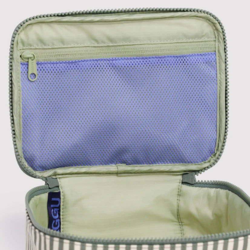 Baggu Small Cosmetic Case Sage Stripe - Image 2