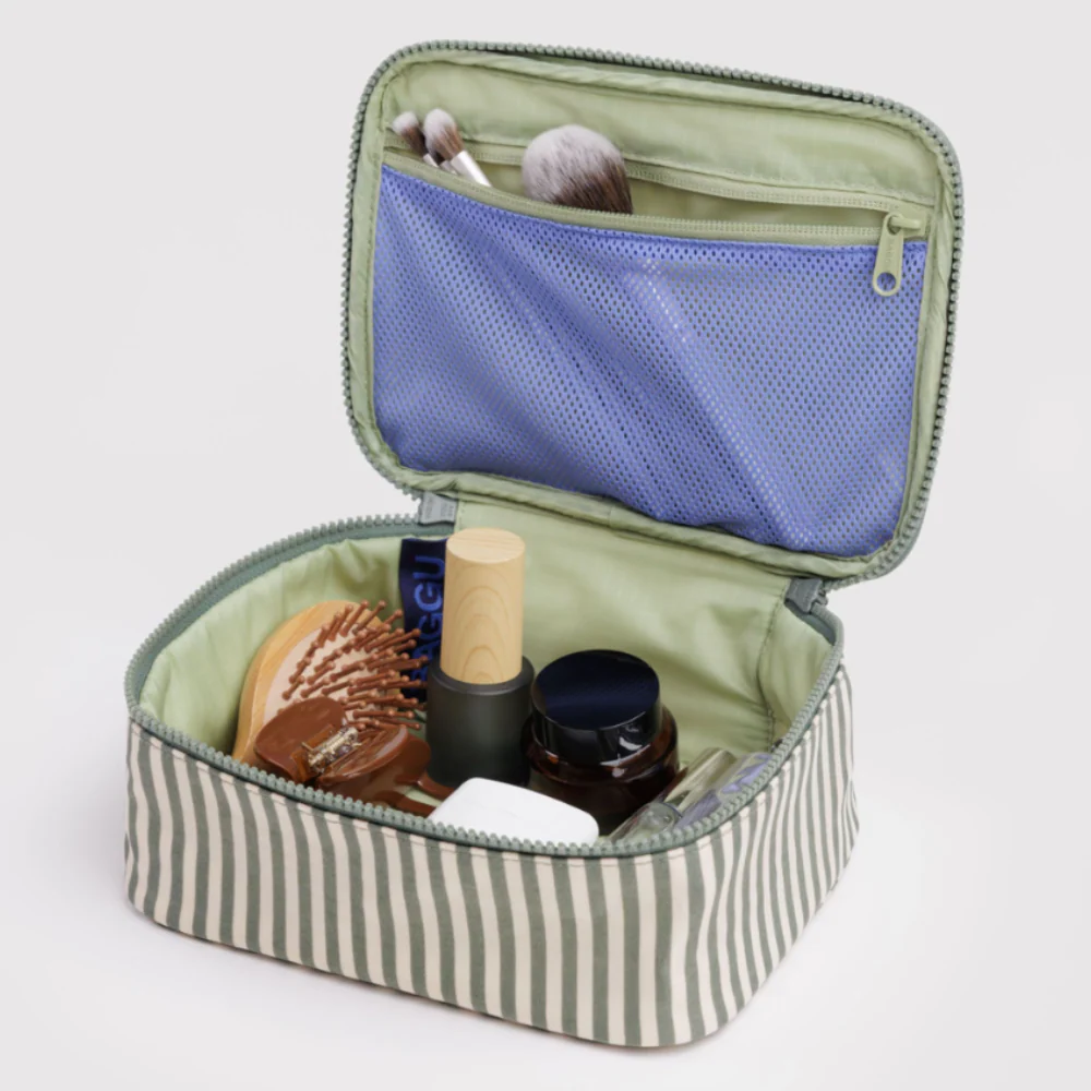 Baggu Small Cosmetic Case Sage Stripe - Image 3