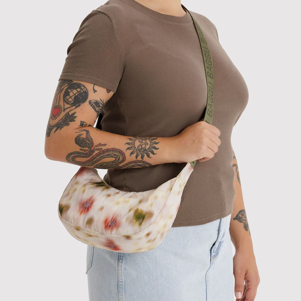 Baggu Small Nylon Crescent Bag Abstract Floral - Image 2