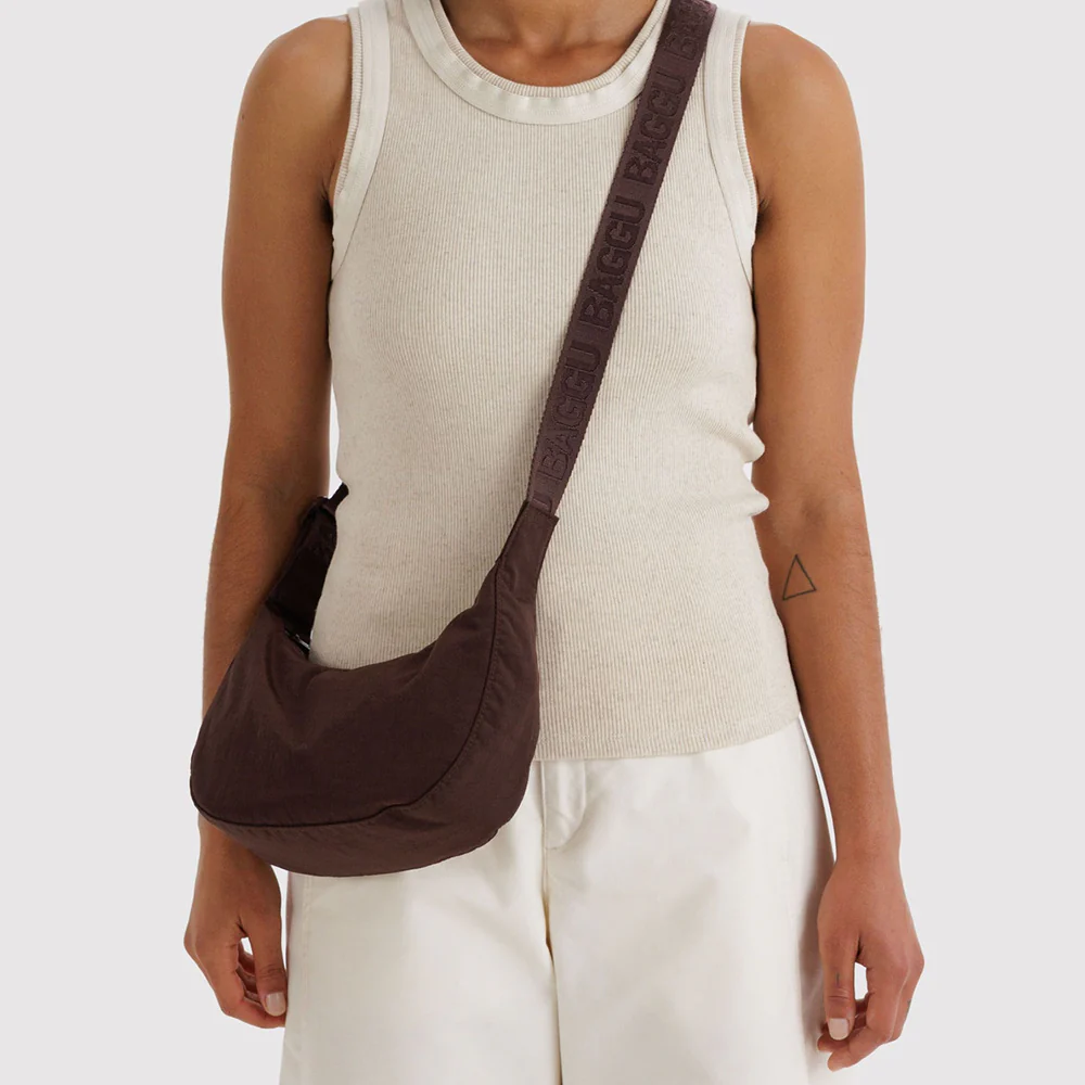 Baggu Small Nylon Crescent Bag Coffee - Image 2