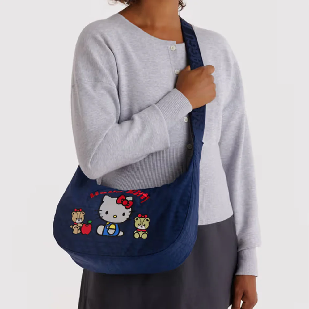Baggu x Hello Kitty Medium Nylon Crescent Bag Embroidered Hello Kitty & Teddy - Image 2