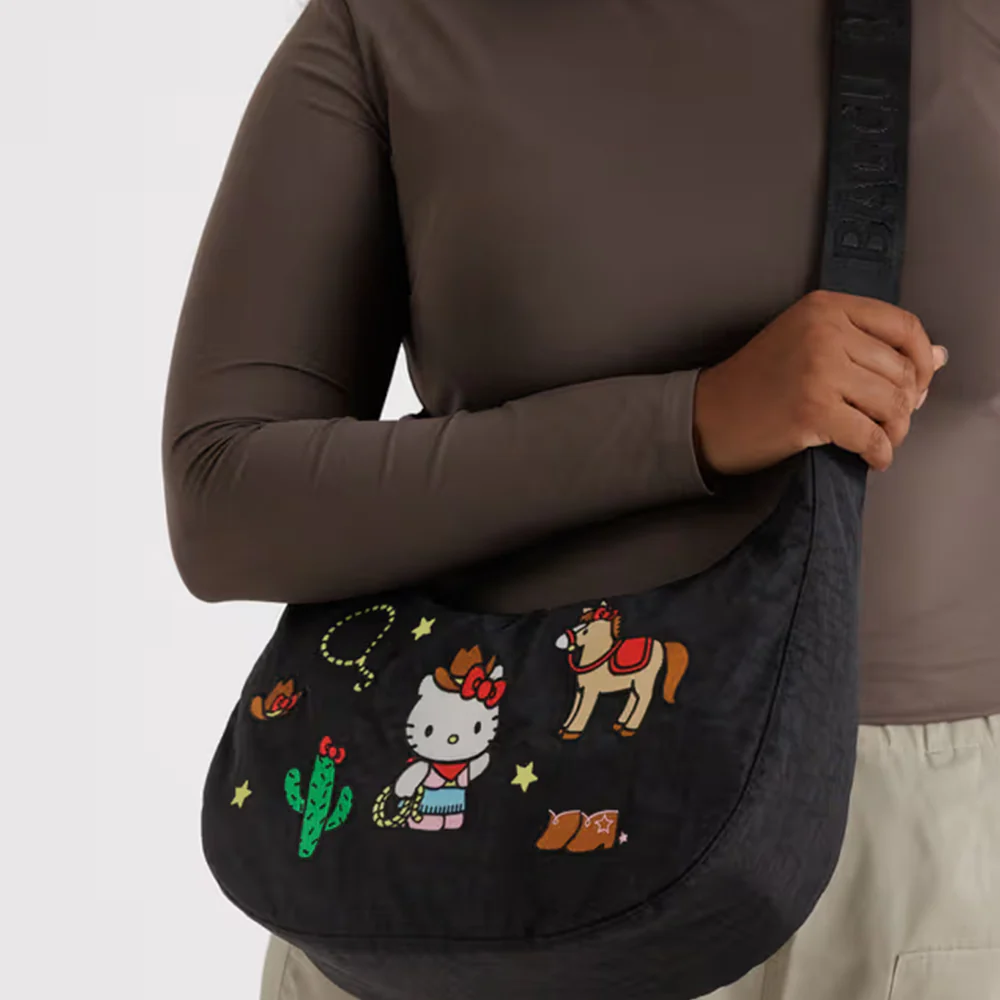 Baggu x Hello Kitty Medium Nylon Crescent Bag Embroidered Hello Kitty Western - Image 2