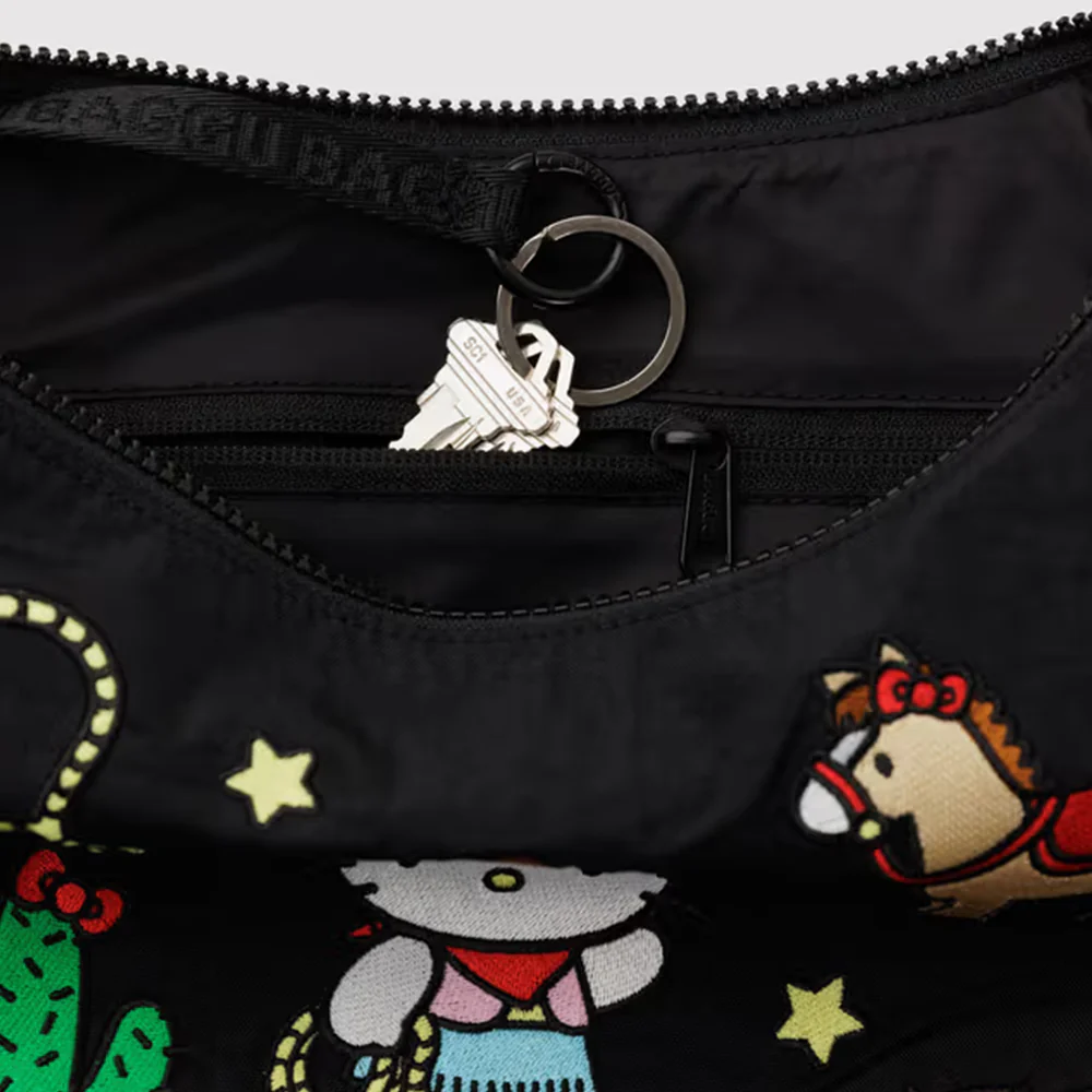 Baggu x Hello Kitty Medium Nylon Crescent Bag Embroidered Hello Kitty Western - Image 3