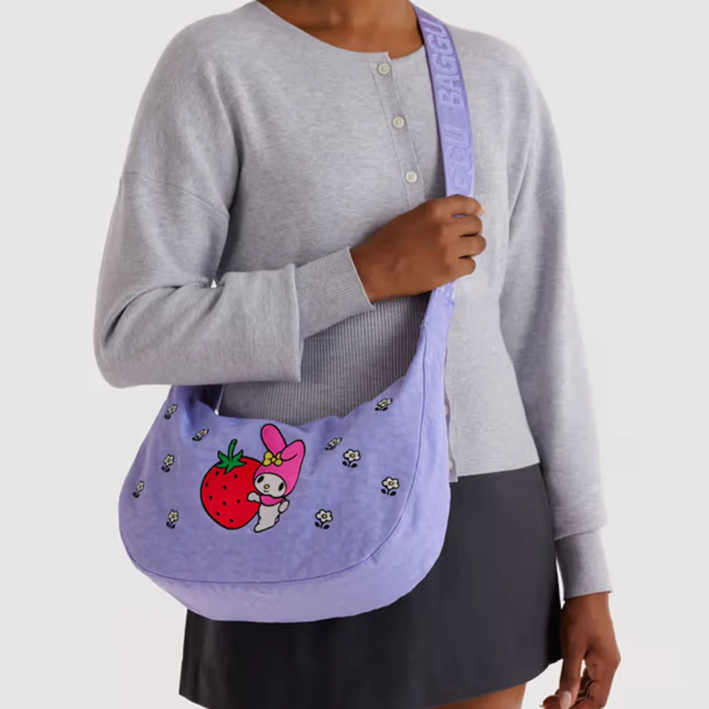 Baggu  x Hello Kitty Medium Nylon Crescent Bag Embroidered My Melody Strawberry - Image 2