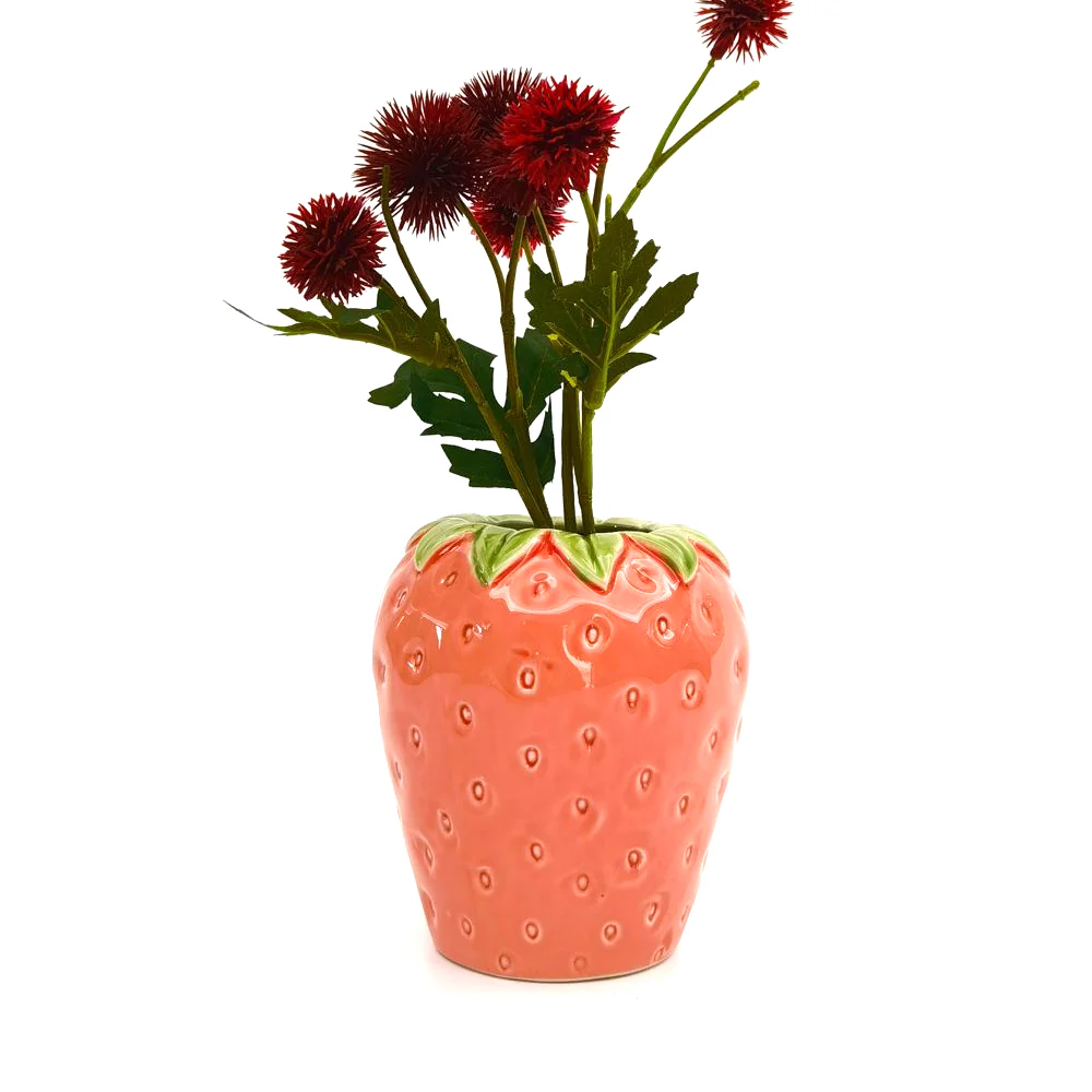Ceramic Strawberry Vase Pink - Image 2