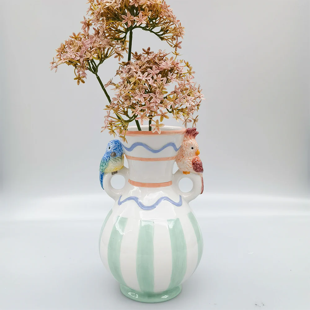 Ceramic Perdy Parrot Vase Green - Image 2