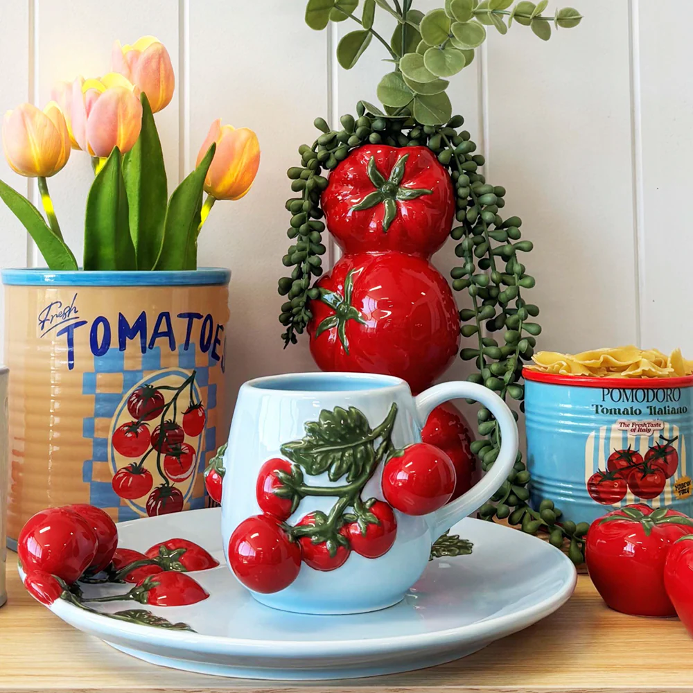 Ceramic Tomato Mug Blue - Image 2
