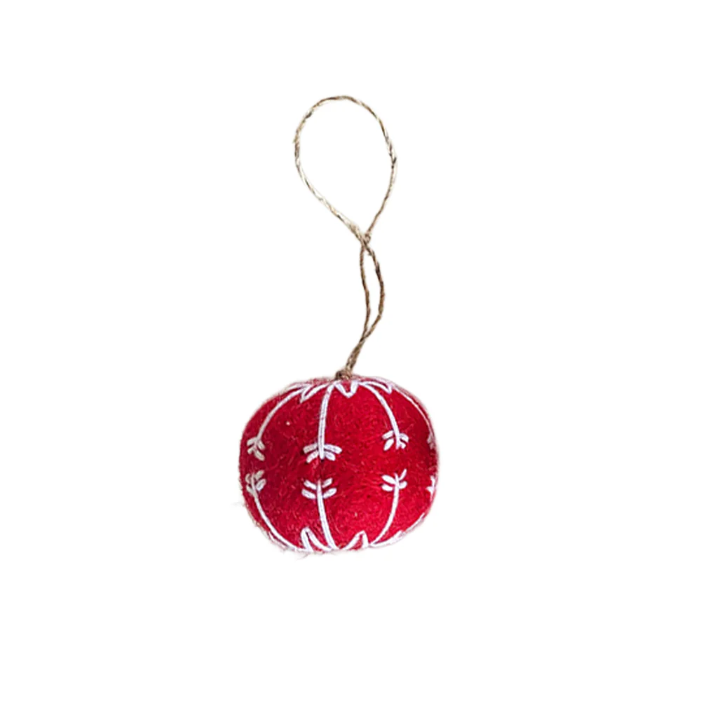 Christmas Decoration Felt Embroidered Bauble Assorted - Image 5