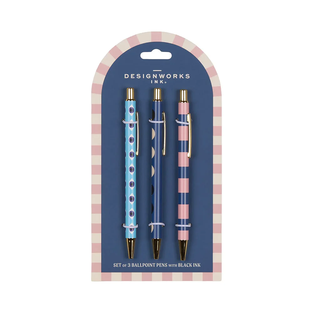 Designworks Ink Adopo Pens Set of 3 Stripes and Checks