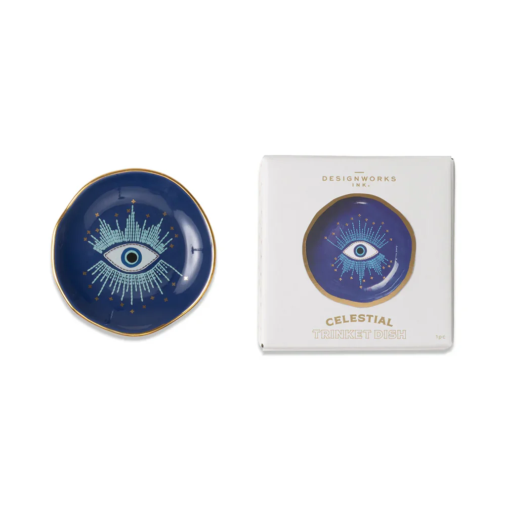 Designworks Ink Ceramic Celestial Trinket Dish Starry Eyed