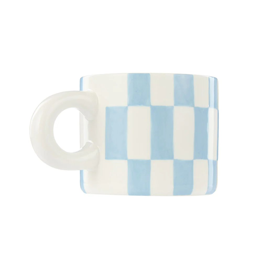 Emporium Ceramic Check Mug & Plate Set Blue Orange - Image 3