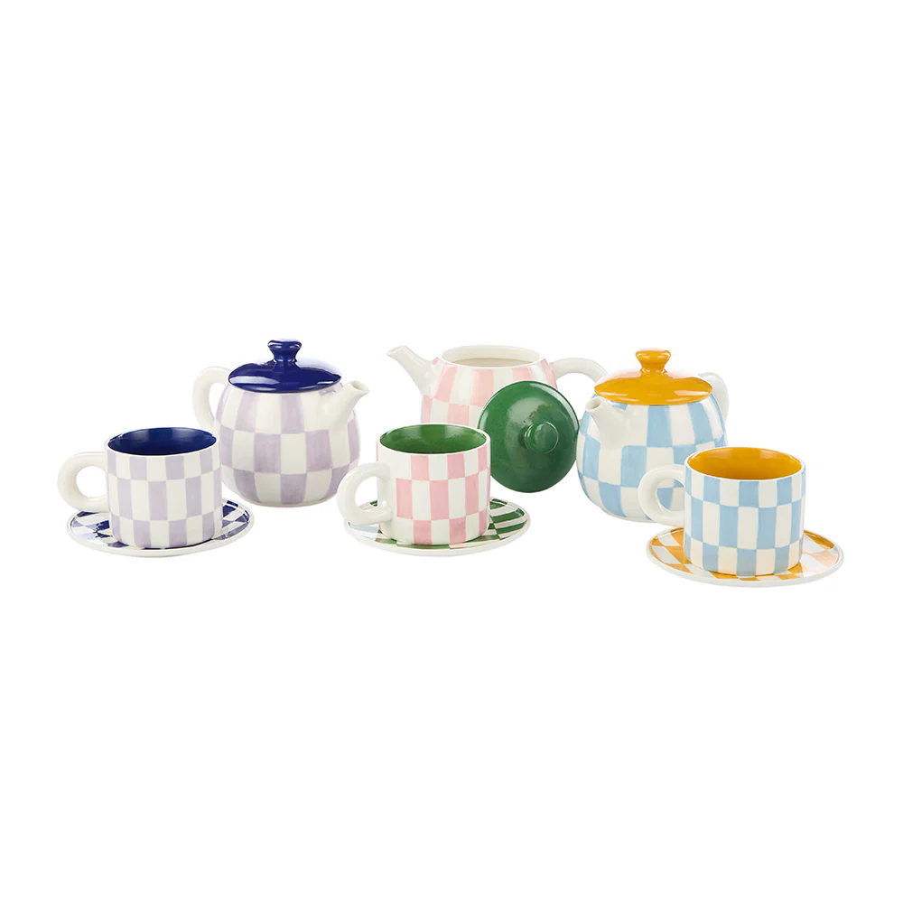 Emporium Ceramic Check Mug & Plate Set Pink Green - Image 4