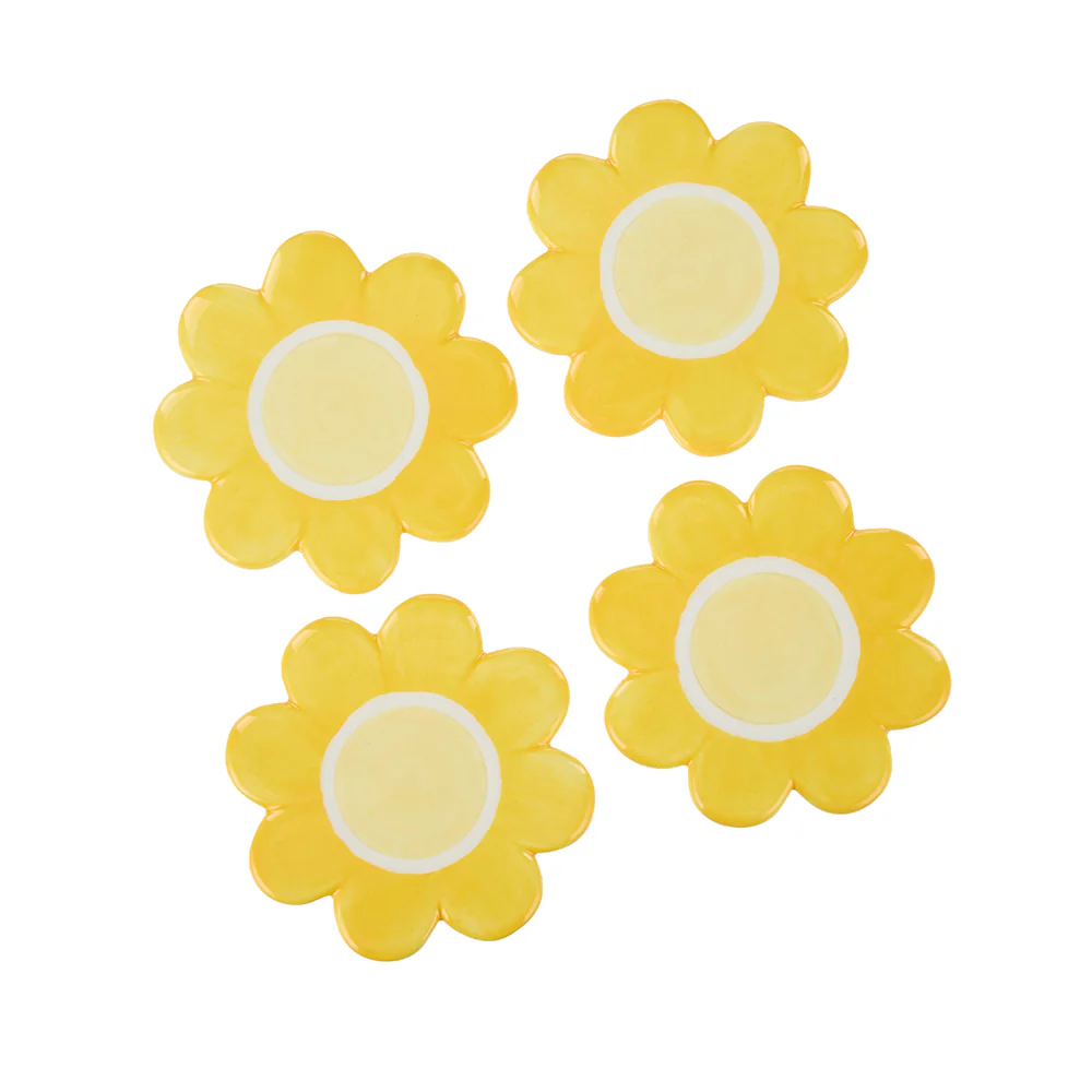 Emporium Ceramic Posey Flower Coasters Set of 4 Yellow - Image 2