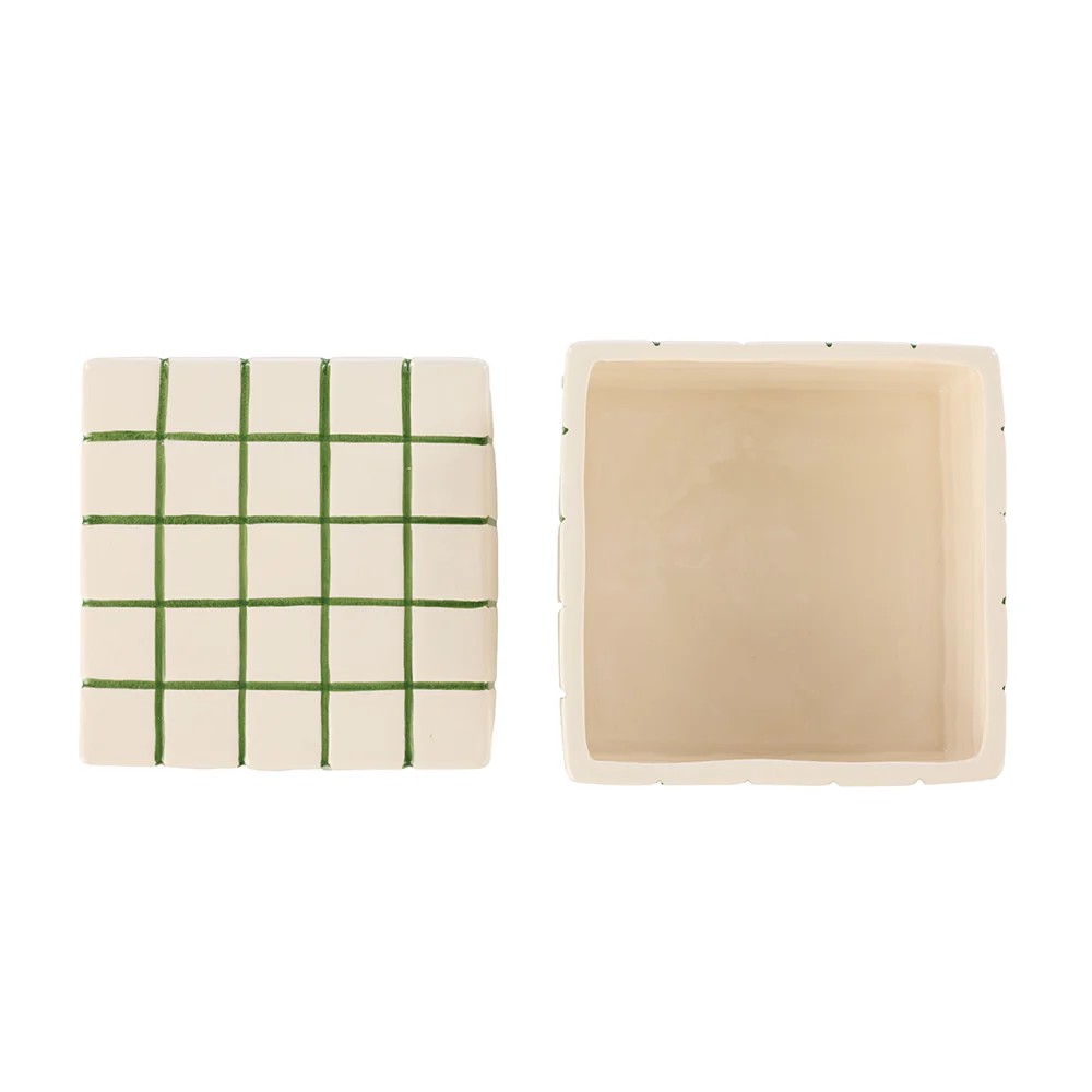 Emporium Lulu Ceramic Box Green Grid Medium - Image 4
