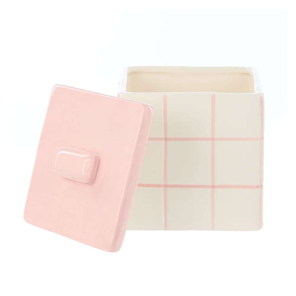 Emporium Lulu Ceramic Box Pink Grid Small - Image 3