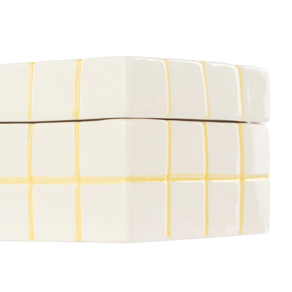 Emporium Lulu Ceramic Box Yellow Grid Small - Image 2