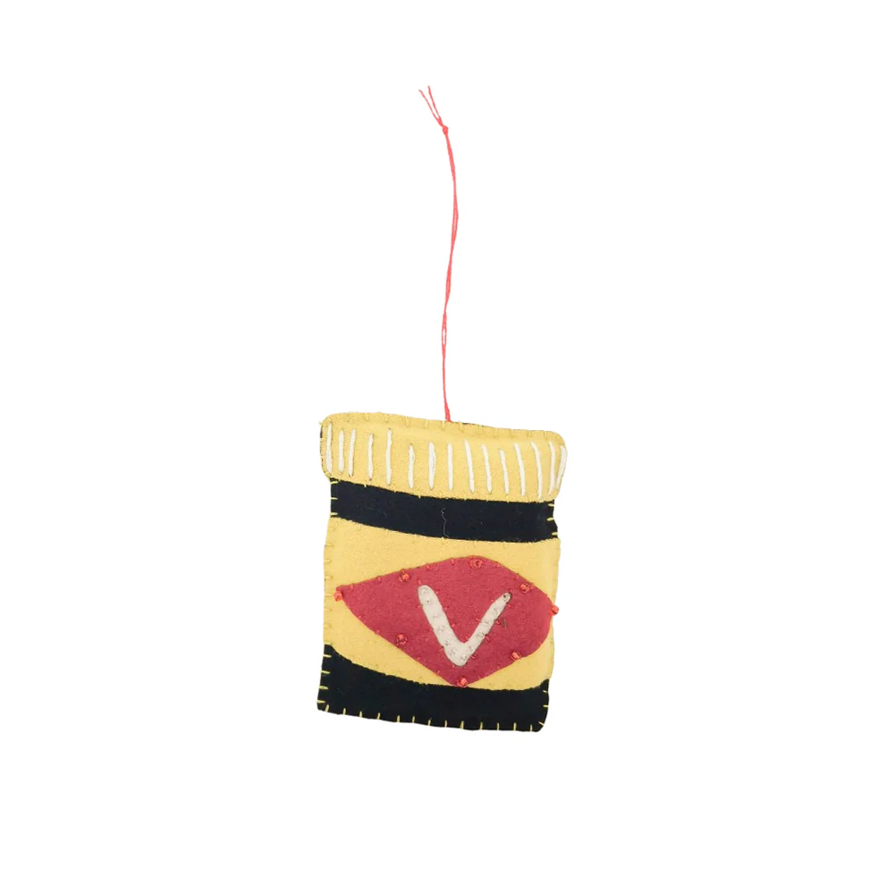 Fabric Stitched Christmas Decoration Vmite Jar