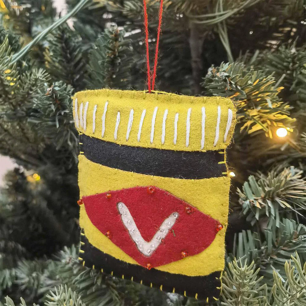 Fabric Stitched Christmas Decoration Vmite Jar - Image 2
