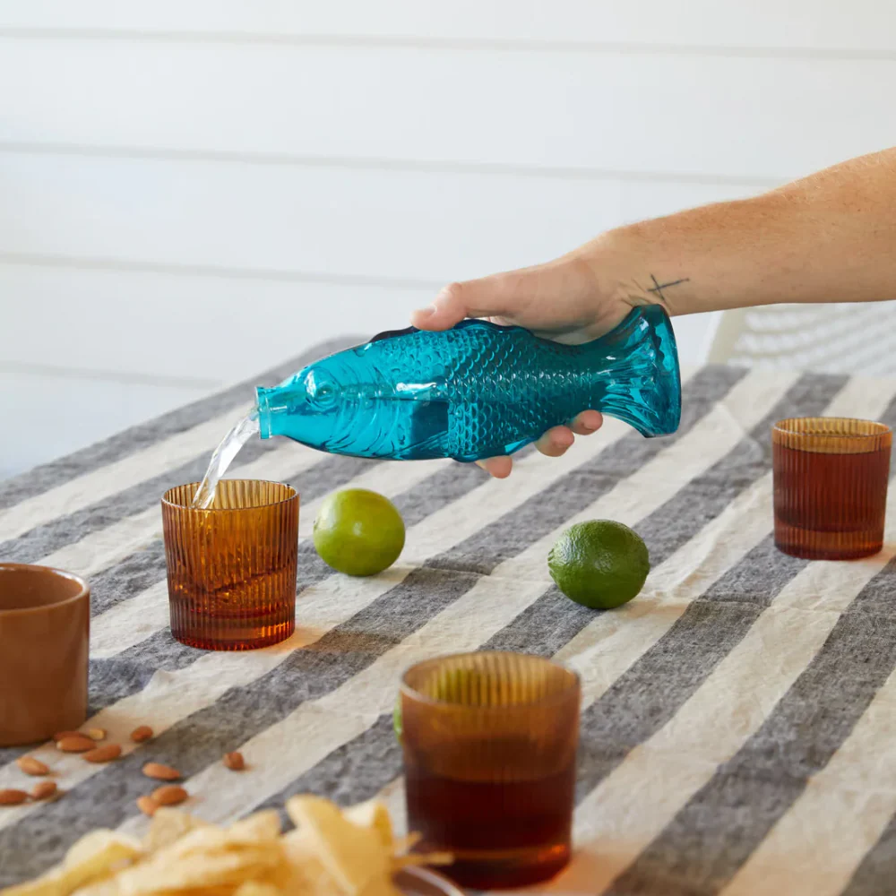 Fish Decanter Blue Glass Bottle - Image 3