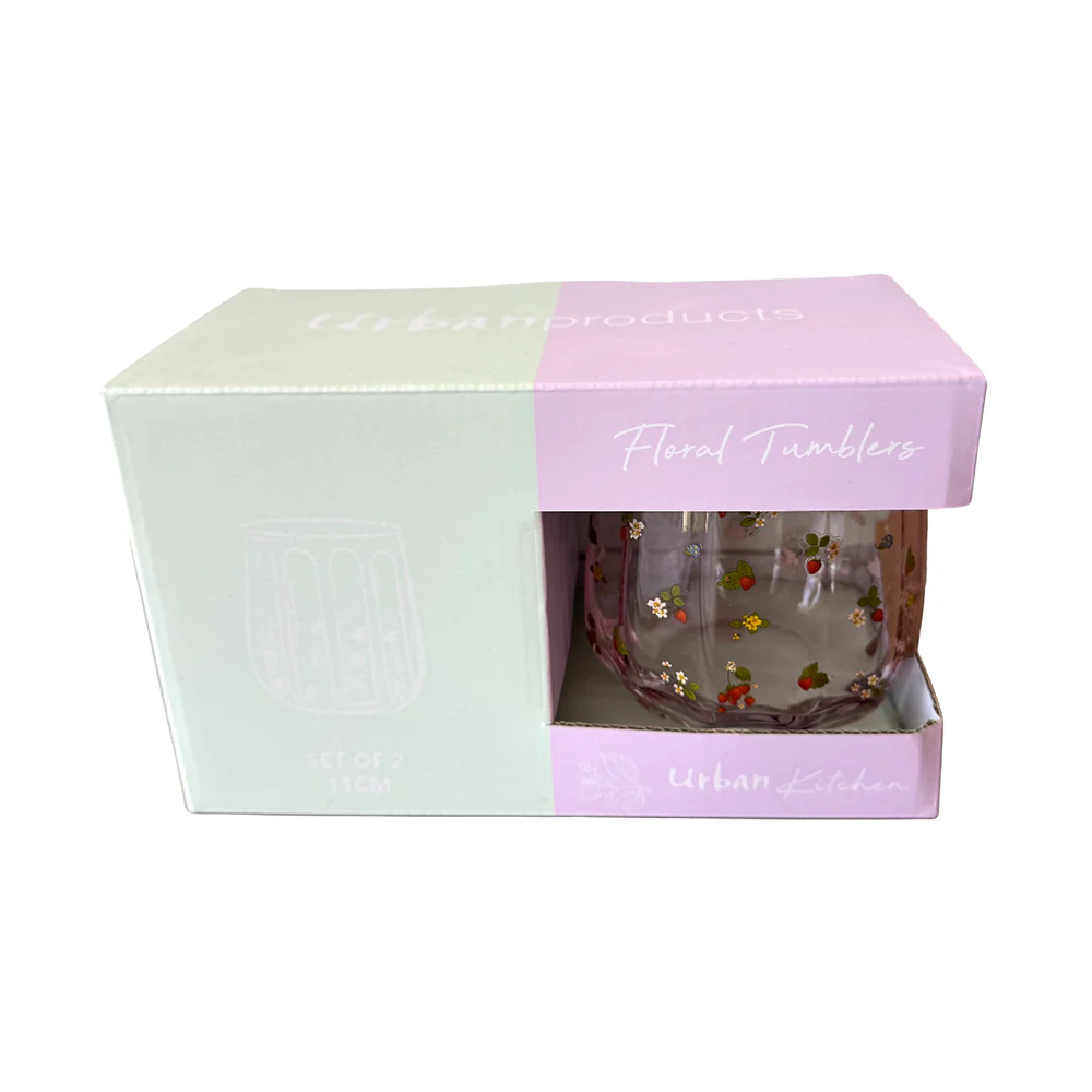 Floral Glass Tumbler Set of 2 Botanicals - Image 3