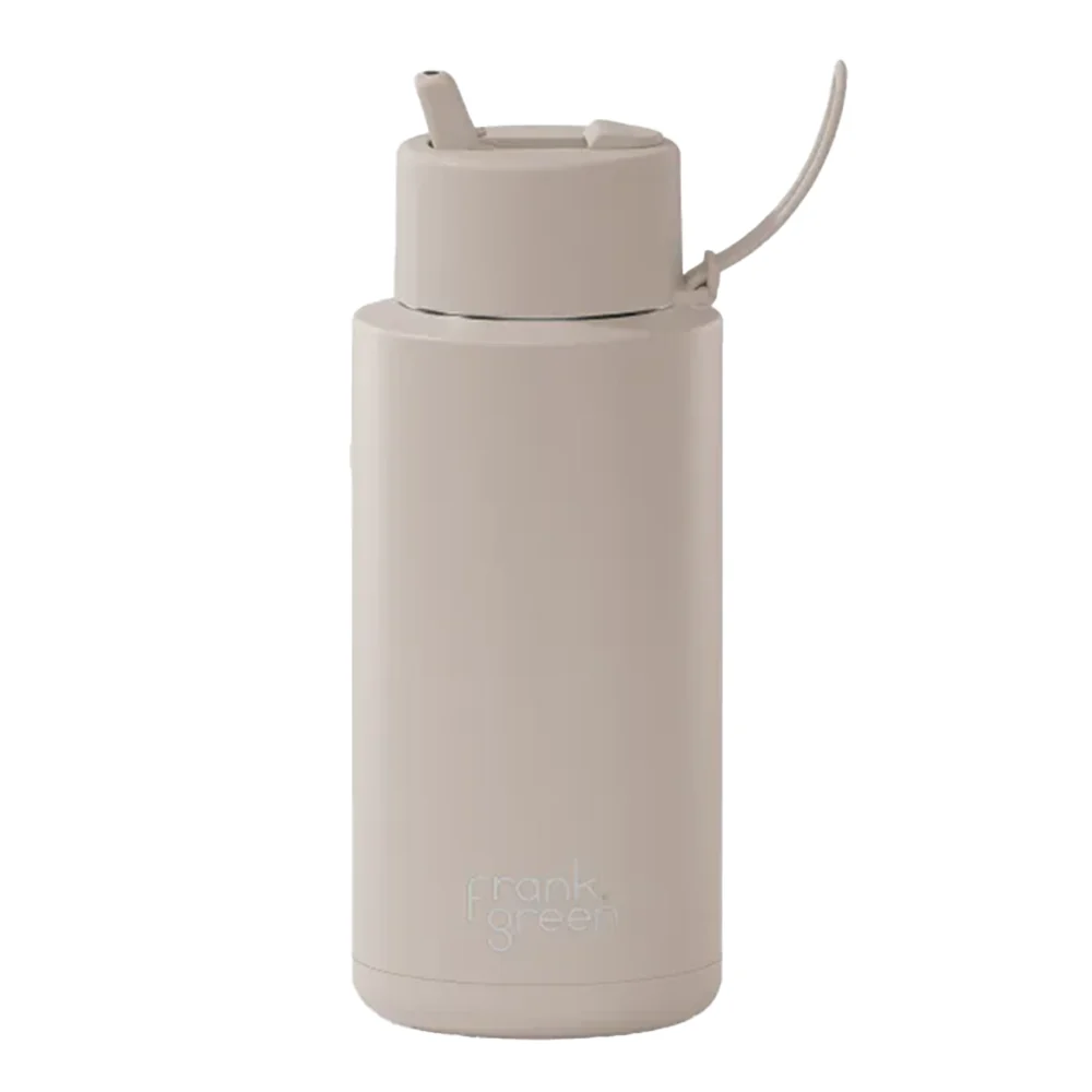 Frank Green Ceramic Reusable Bottle Flip Straw Lid 34oz Moon Dust