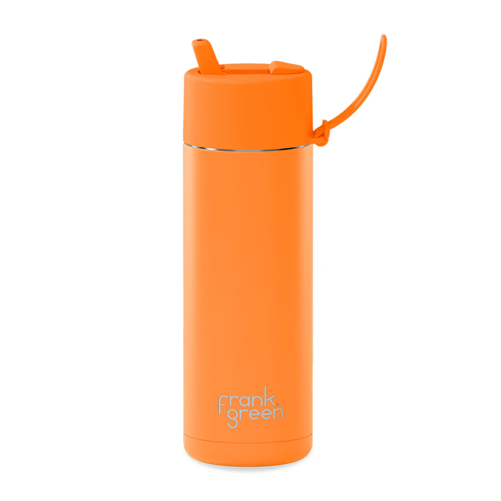 Frank Green Reusable Bottle Flip Straw 20oz Neon Orange
