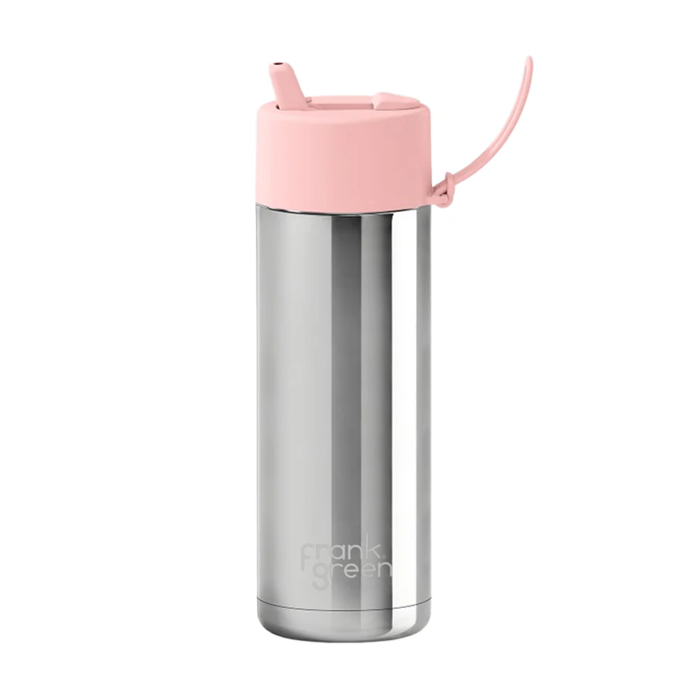 Frank Green Reusable Bottle Flip Straw 20oz Limited Edition Stainless Steel Blushed