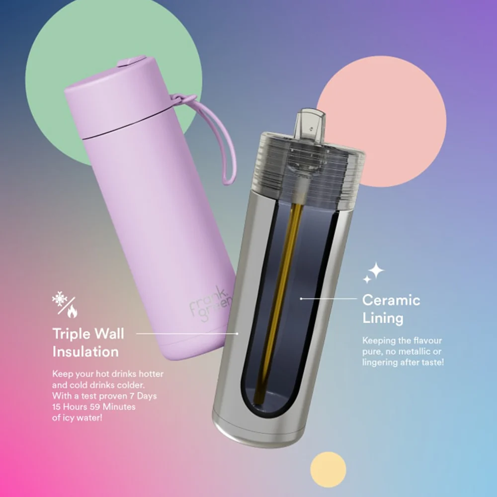 Frank Green Reusable Bottle Flip Straw 20oz Limited Edition Stainless Steel Blushed - Image 2