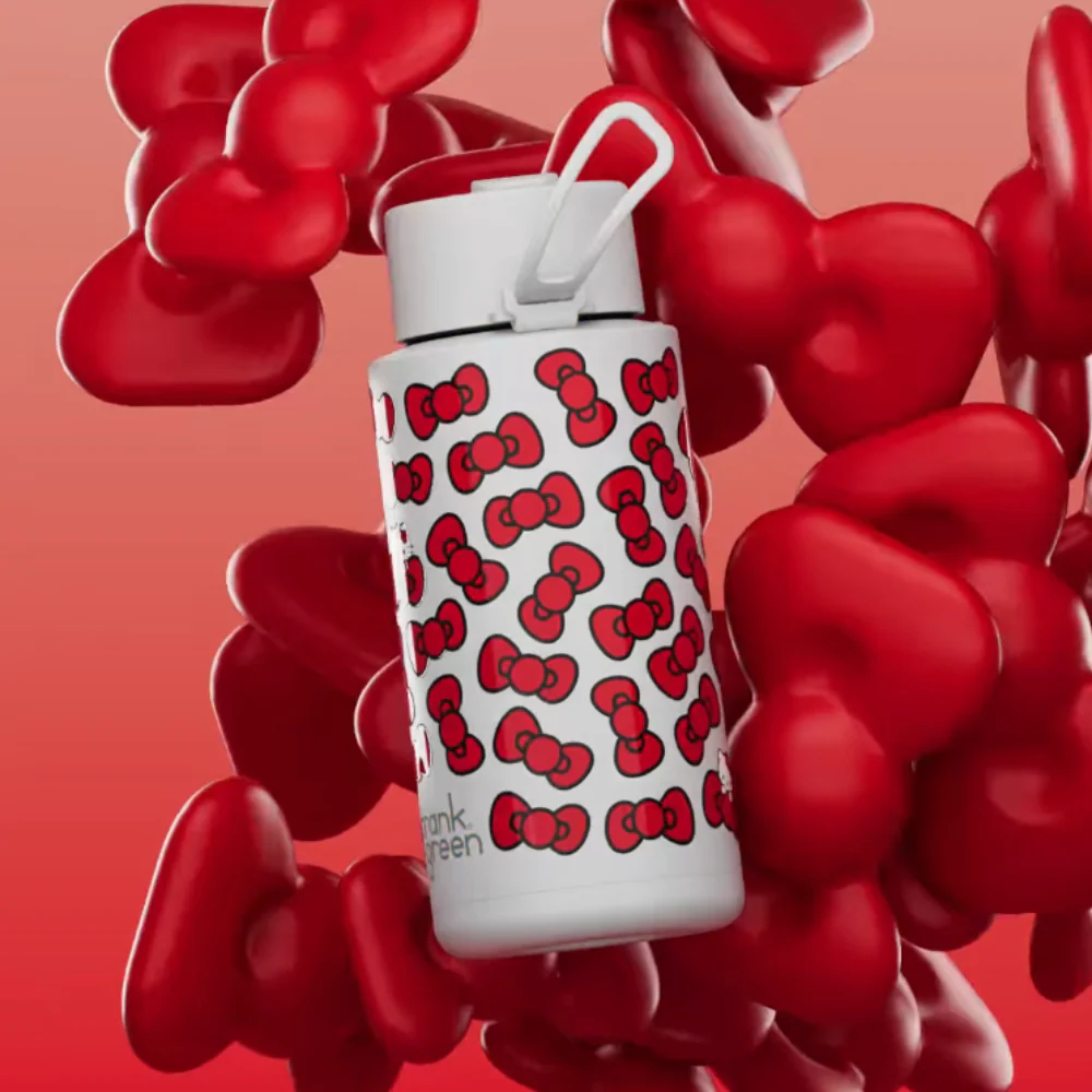 Frank Green x Hello Kitty 34oz Reusable Bottle Hello Kitty with Flip Straw Lid (Bow Edition) - Image 2