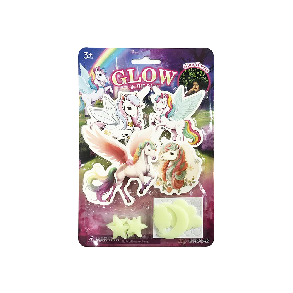 Glow in Dark Unicorns and Stars Wall Stickers Assorted