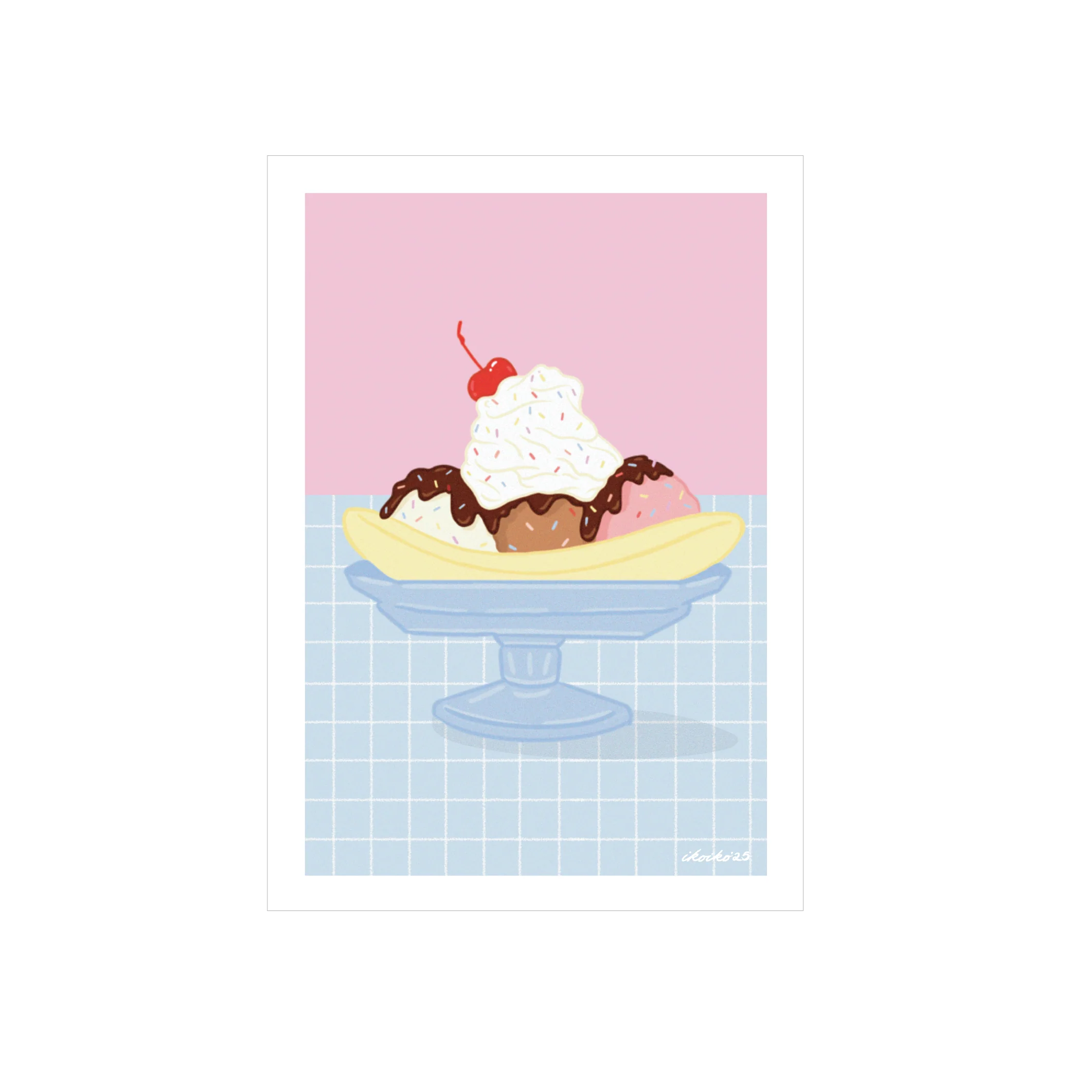 Iko Iko A4 Art Print Banana Split with Cream