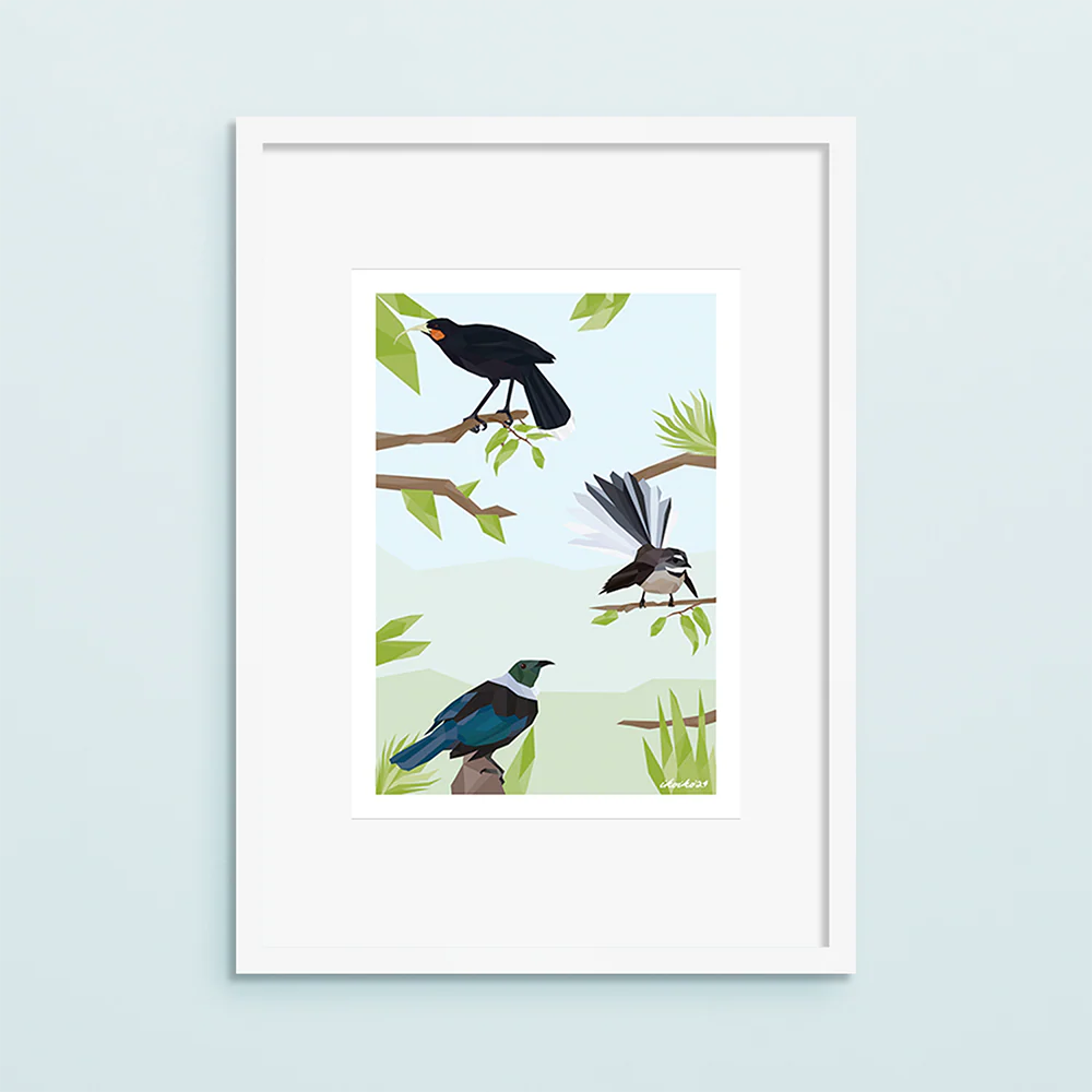 Iko Iko A4 Art Print NZ Geo Birds - Image 2