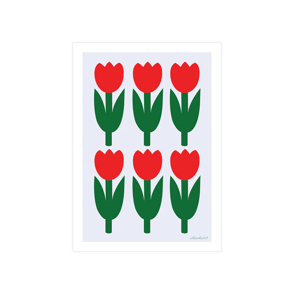 Iko Iko A4 Art Print Red Tulips