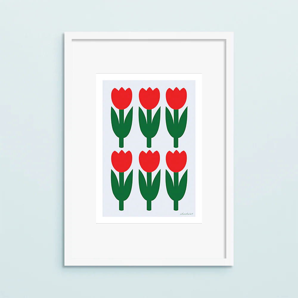 Iko Iko A4 Art Print Red Tulips - Image 2