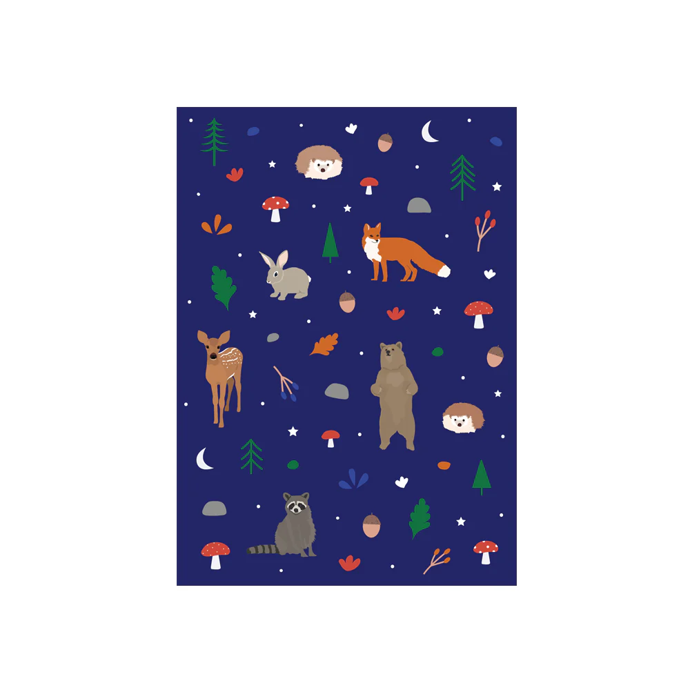 Iko Iko Card Animal Pattern Woodland Navy
