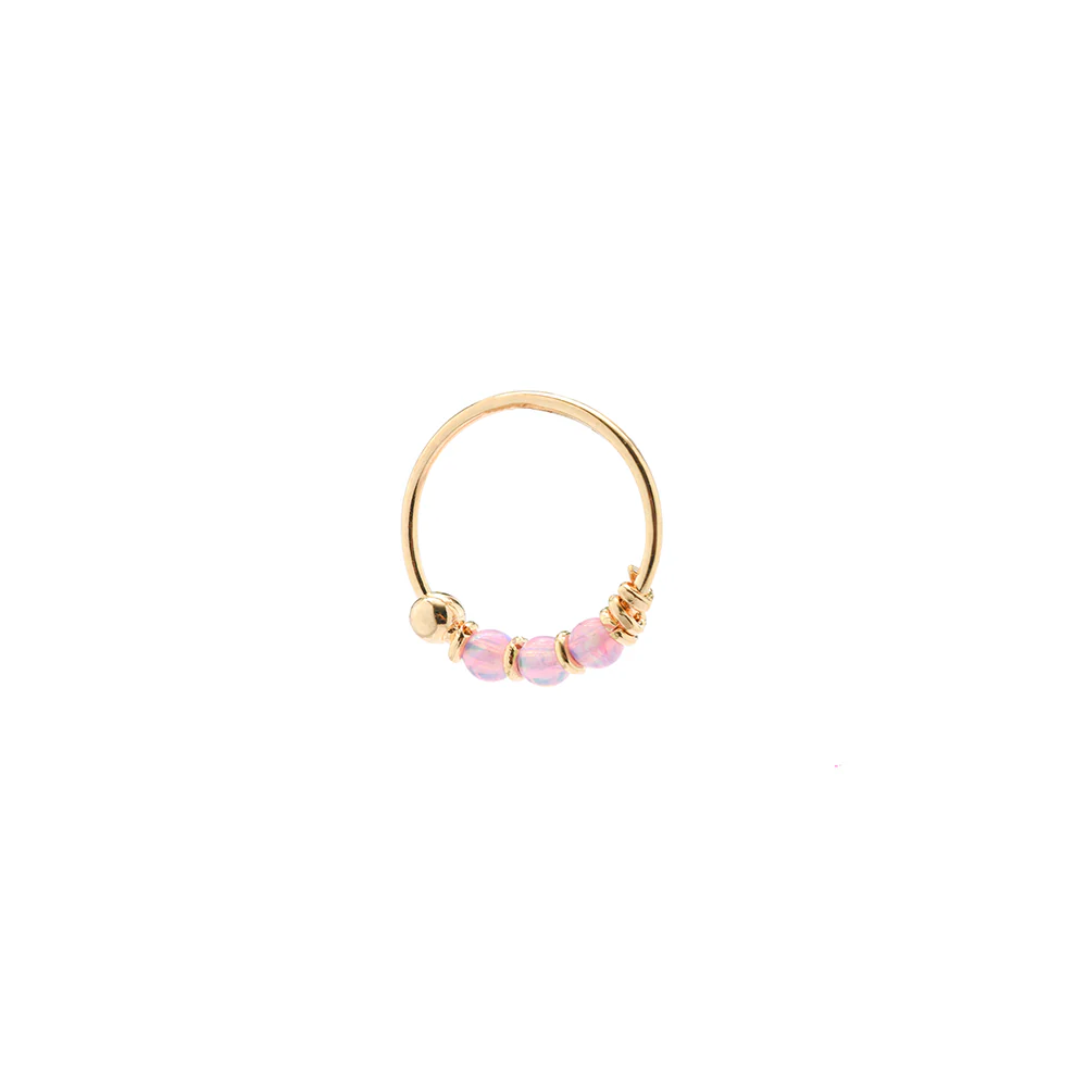 Iko Iko Cartilage Ring Stones Pink Opalite Gold