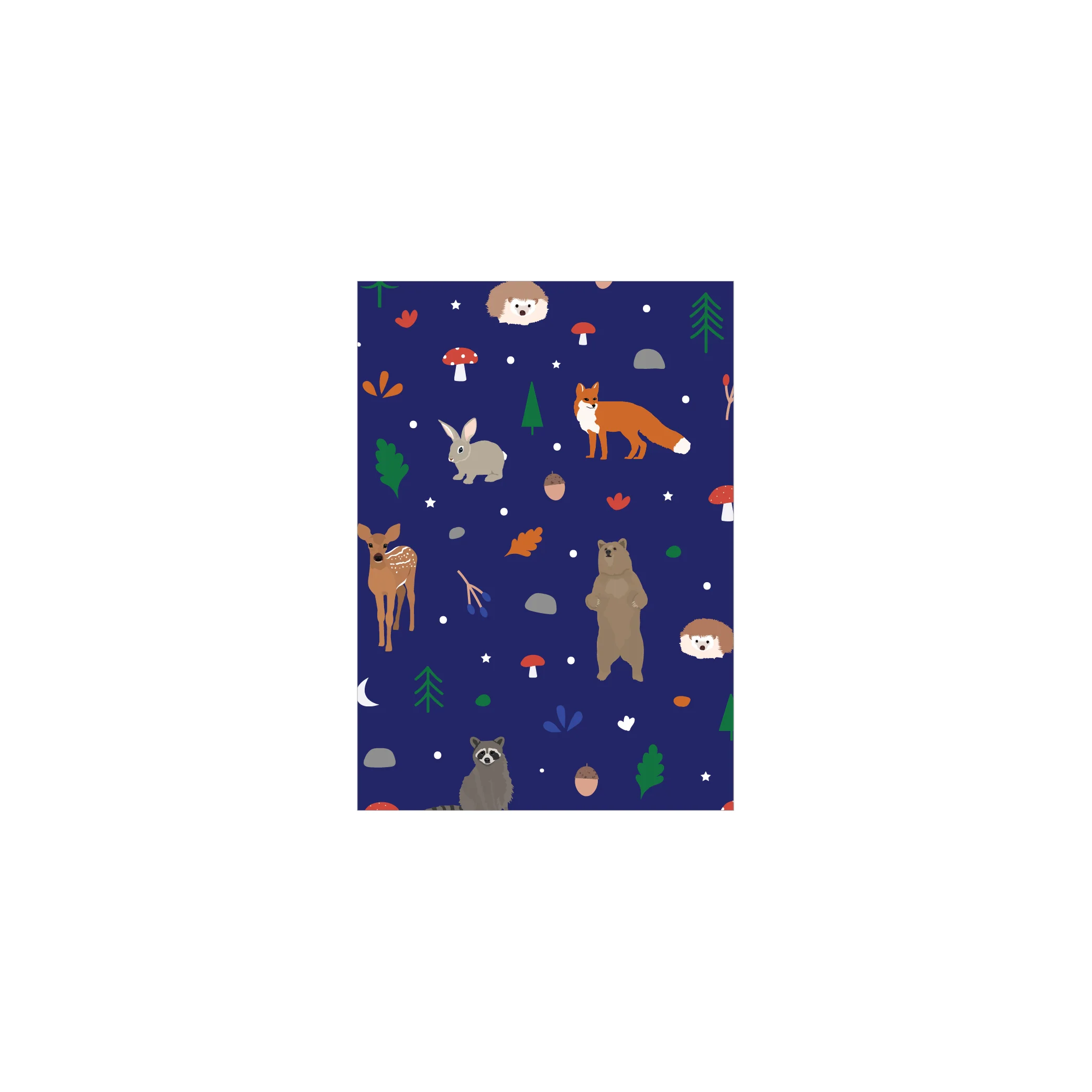 Iko Iko Mini Christmas Card Animal Pattern Woodland Navy