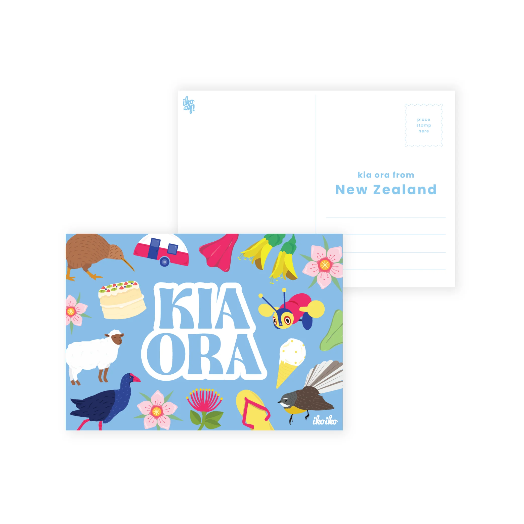 Iko Iko Postcard Kiwiana Kia Ora Icons Sky